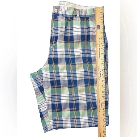 Tommy Bahama Mens 36 Blue Plaid Flat Front‎ Island Beach Chino Shorts EUC - Picture 10 of 15